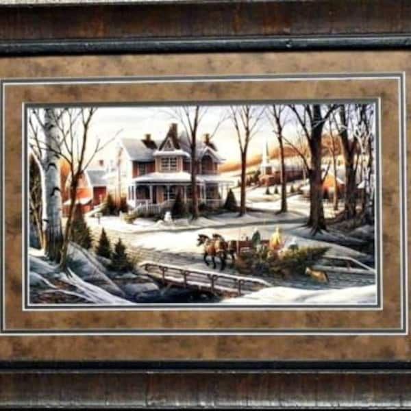 Terry Redlin Homeward Bound Horse Christmas  Art Print-Framed 27.5 x 20.5