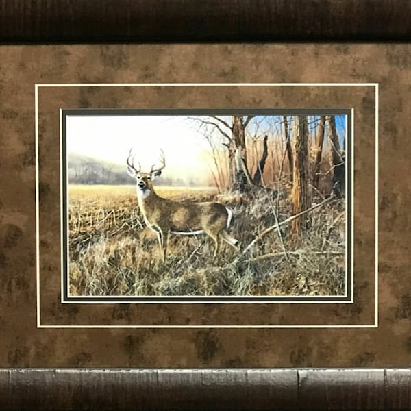 Jim Hansel Bluff Country Buck Deer Art Print-Framed 21 x 17