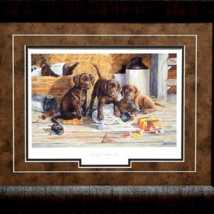 Terry Doughty Caught in the Act Puppy Print-Framed  21 x 17
