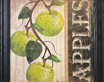Jennifer Pugh Green Apples Art Print Framed 14.5 x 14.5