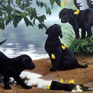 First Flush by Jerry Gadamus Lab Puppy Signed and Numbered Print 25 x 16.5