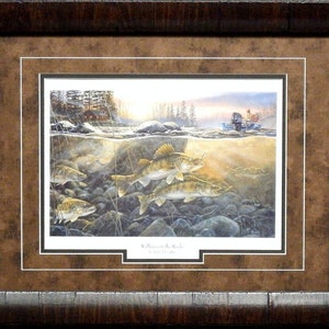 Terry Doughty Walleyes on the Rocks Fishing Art Print- Framed - 21&quot;x17&quot;
