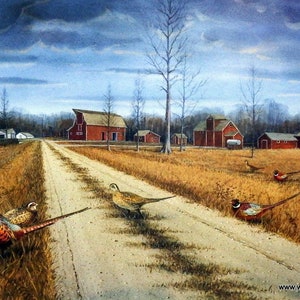 Les Kouba Old Home Reunion S/N Farm Pheasant Art Print 19 x 13