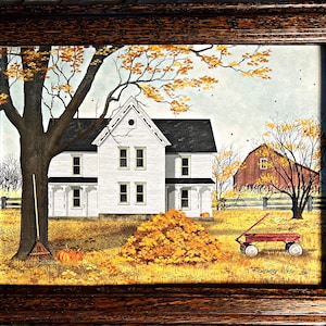 Remember When By Billy Jacobs Hand textured Farm Pumpkin Nostalgic Decorator Art Print-Framed (Wood) 14.5 x 11.5