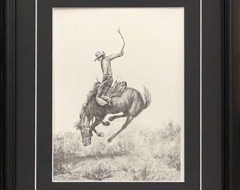 Will James 1929 Print Smoky & Snubing Post AMERICAN Cowboy Western