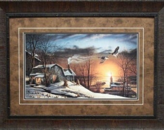 Terry Redlin The Sharing Season Mallard Duck Farm Church Print-Framed