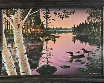 Mark Daehlin Summertime Loon Lake Art Print-Framed 33 x 23