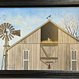 Billy Jacobs Framed Windmill Barn Art Print Wind&#39;s Aloft 18.5 x 14.5