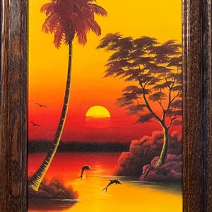 Jose Paulino Sunset Bay Dolphin Art Print-Framed 10.5 x 14.5