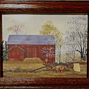 Flower Wagon Farm Decorator Art Print By Billy Jacobs Hand Textured-Framed 14.5 x 11.5