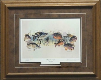 Panfish Bonanza Fishing Print Signed Artist Proof By Les Kouba-Framed 21" x 17"