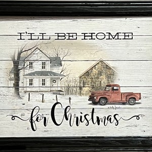I&#39;ll be Home for Christmas By Billy Jacobs Studio Canvas=-Framed 18.5 x 14.5
