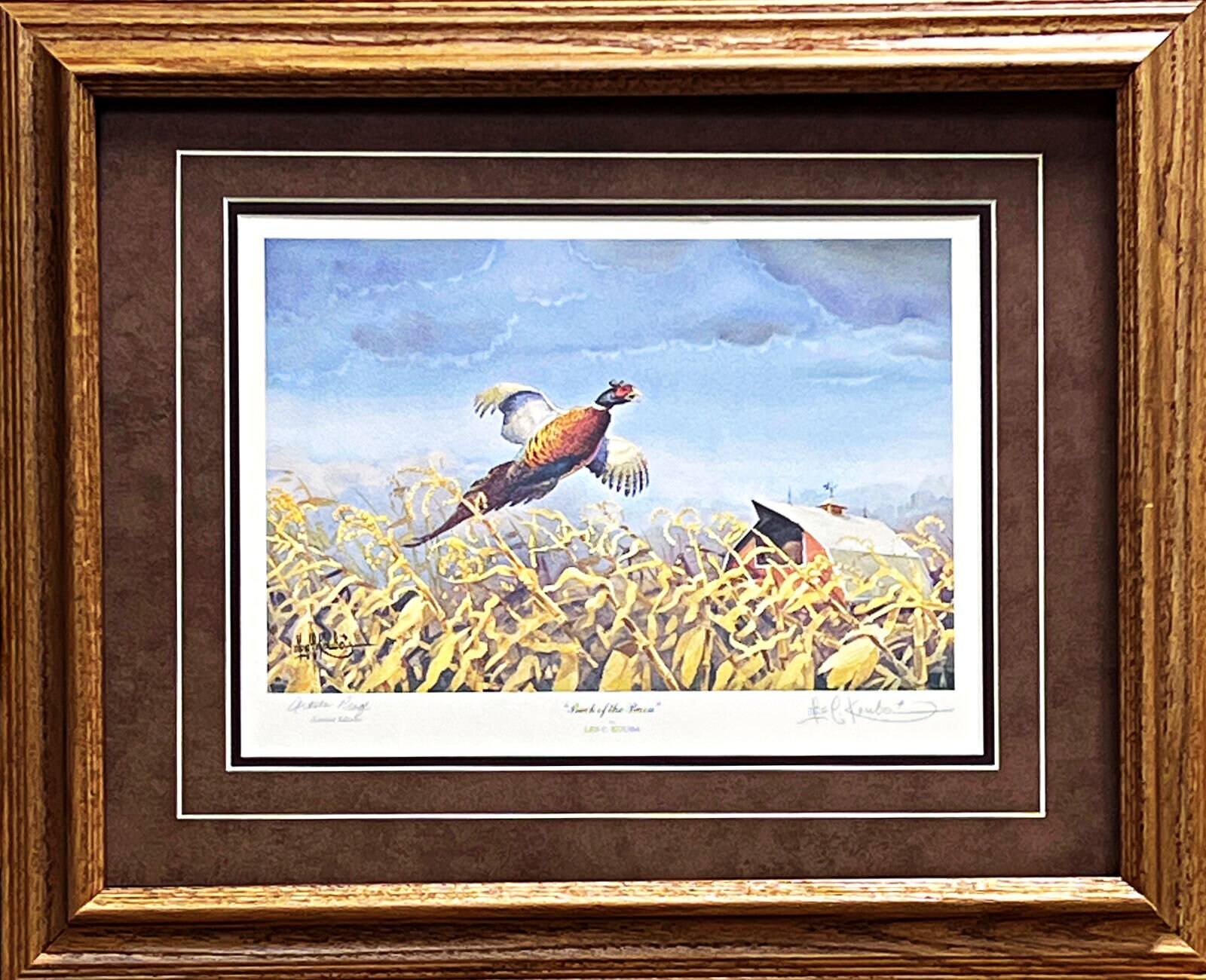 Les Kouba, Back of the Barn Pheasant Farm Art Print-framed Signed