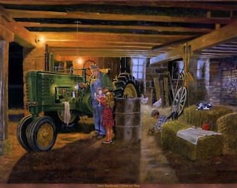 Never to Busy John Deere Tractor Art Print By Dave Barnhouse Signed and Numbered 27 x 18
