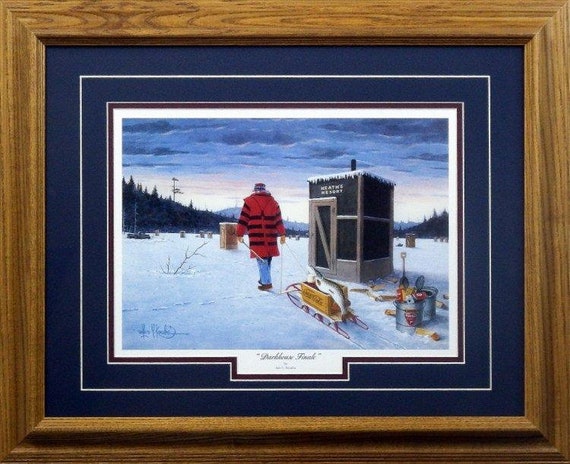 Les Kouba The Live Log Fishing Print Framed 21/" x 17/"