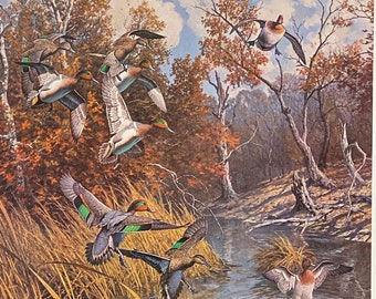 Harry Curieux Adamson Juggling Act-Green Wing Teal S/N Art Print