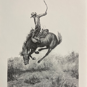 Will James Bucking Horse Western Cowboy Art Print-11 x 14