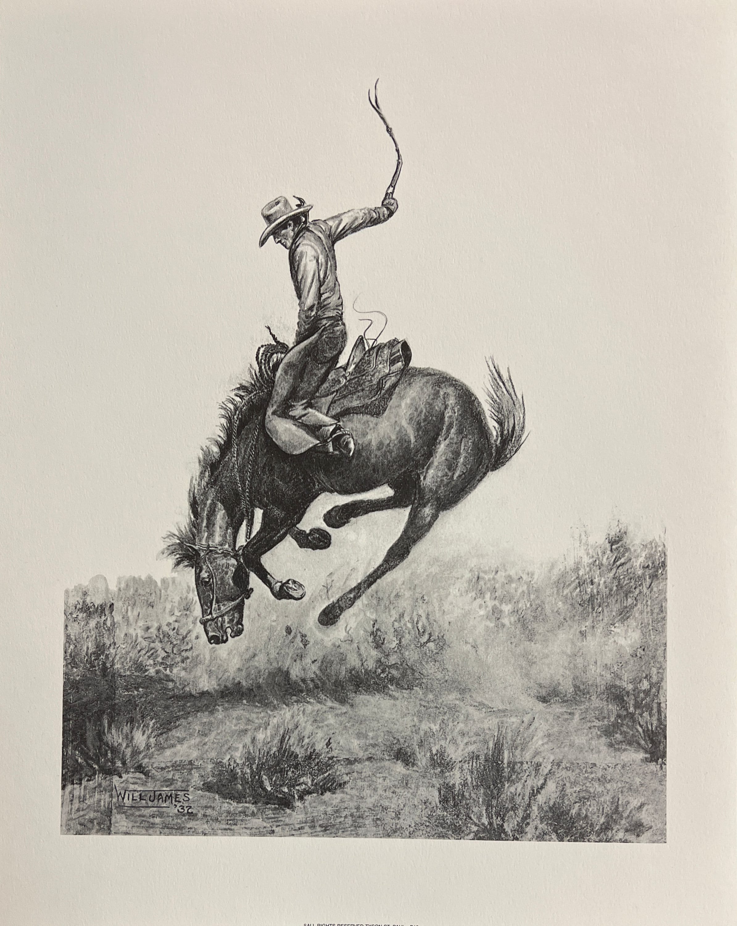 Will James Bucking Horse Western Cowboy Art Print-11 X 14 - Etsy Denmark