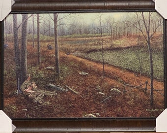 Brian Kuether Wake Up Call Wild Turkey Hunting Art Print-Framed 29 x 20