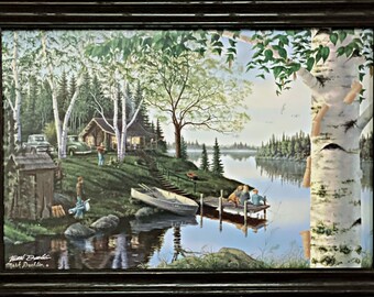 Mark Daehlin Opening Day Cabin Lake Fishing Art Print-Framed 33 x 23