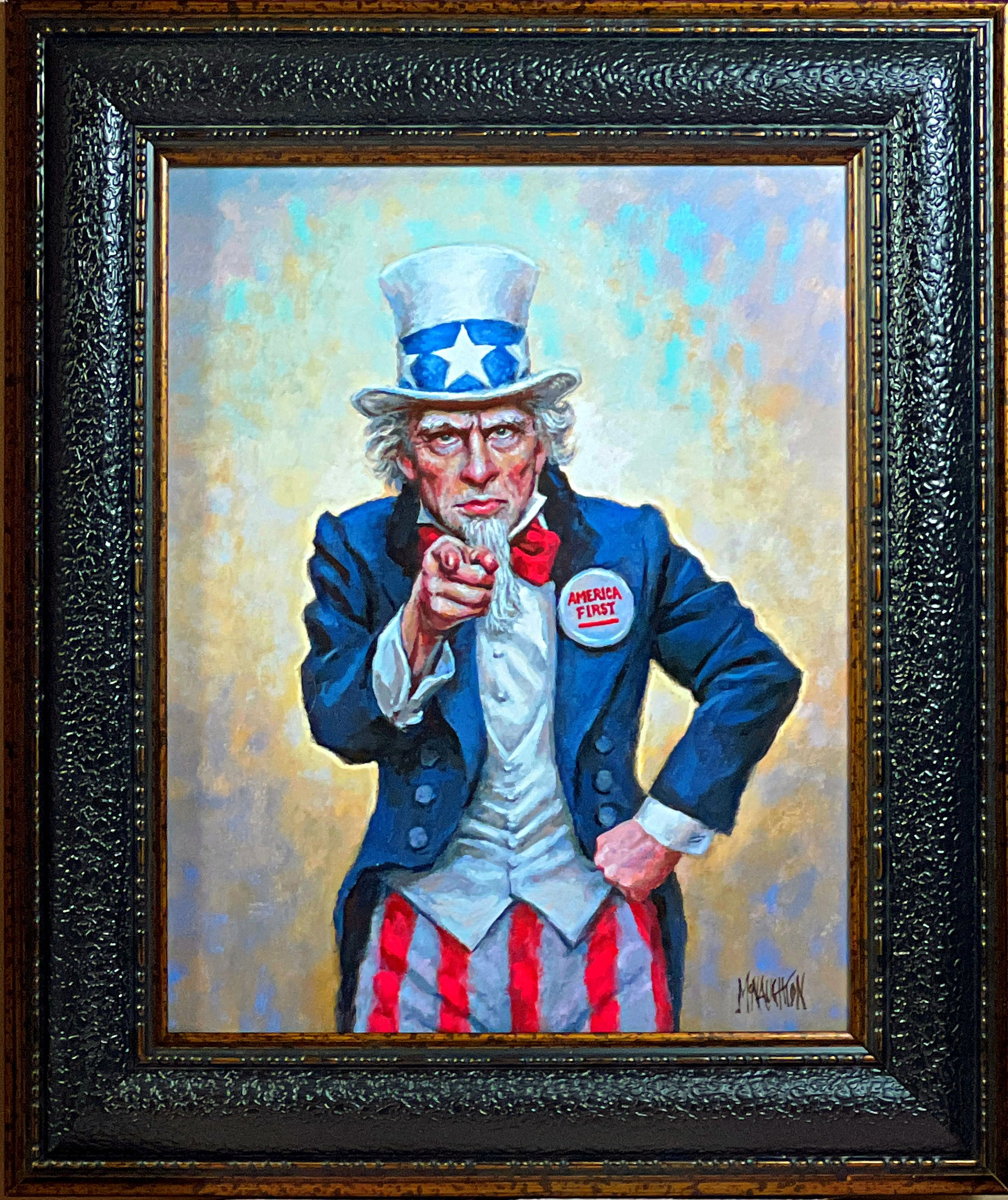 Jon Mcnaughton America First Uncle Sam Art Print-framed 16 X 19 - Etsy