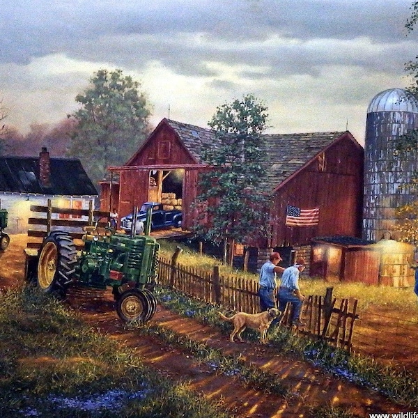 America's Heartland Farm John Deere Art Print By Dave Barnhouse   20 x 16