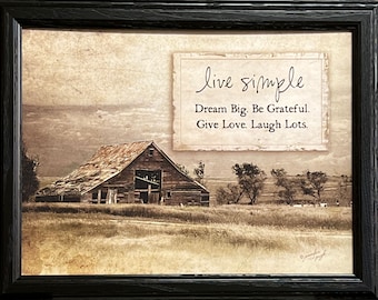 Jennifer Pugh Live Simple Farm inspirational Art Print-Framed 18.5 x 14.5