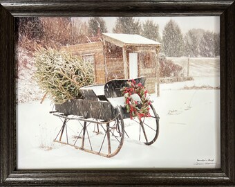 Irvin Hoover Grandpa's Sleigh Christmas Art Premium Framed (Wood) Print-28 x 22