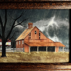Dark and Stormy Night by Billy Jacobs Barn Hand Textured Art Print-Framed (Wood) 14.5 x 11.5