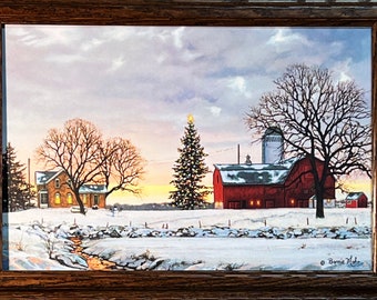 Bonnie Mohr Morning Call Farm Christmas Tree Print 20.5 x 14.5