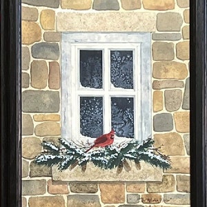 Billy Jacobs The Winter Visitor Cardinal Art Print-Framed 14.5 x 18.5