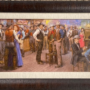 Andy Thomas Looks who&#39;s Here Hollywood Western Canvas-Framed 14 x 23