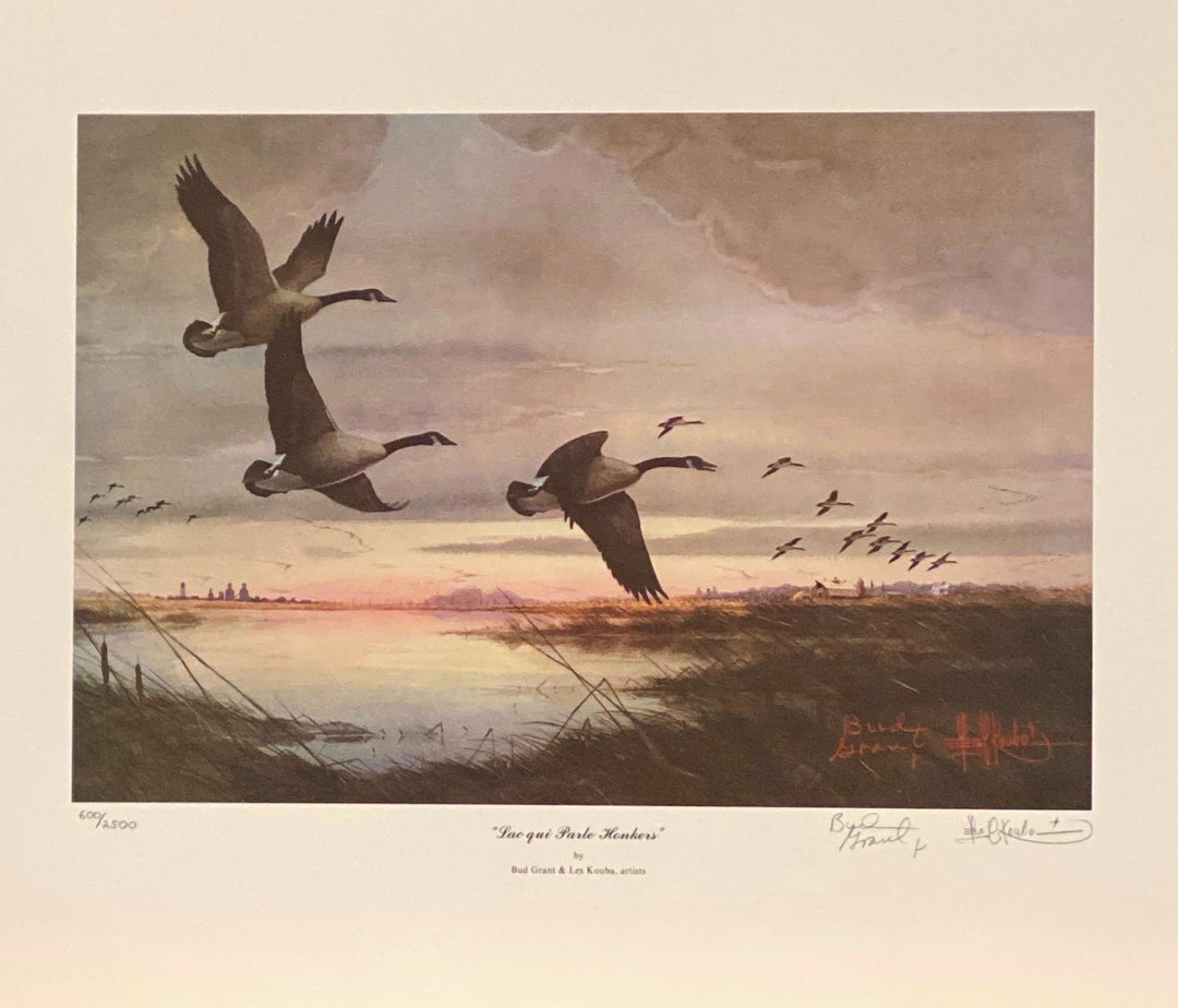 Les Kouba, Lac Qui Parle Honkers Signed by Les and Bud Grant Print