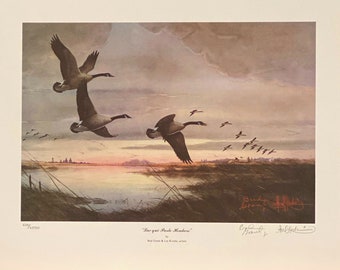Les Kouba, Lac Qui Parle Honkers Signed by Les and Bud Grant Print (17.25 x 11.5)
