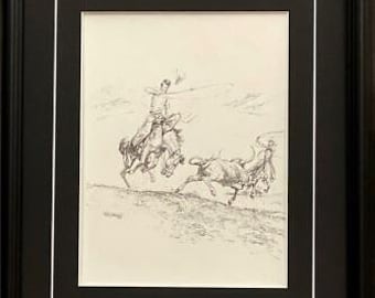 Will James 1929 Print Smoky & Snubing Post AMERICAN Cowboy