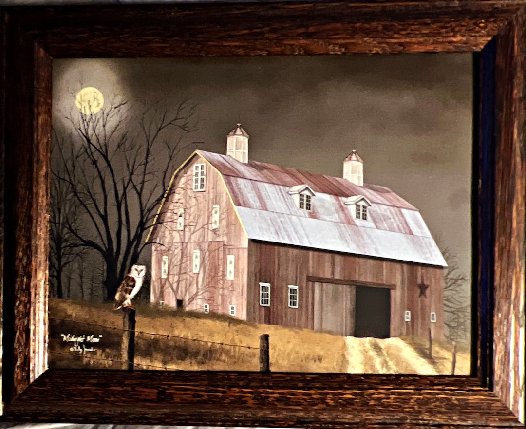 Billy Jacobs Midnight Moon Owl Farm Decorator Art Printframed Etsy