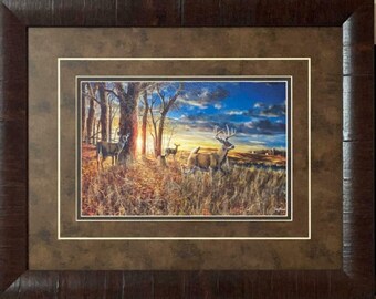 Jim Hansel "Passing the Buck" Deer  Framed Art Print  21" x 17"