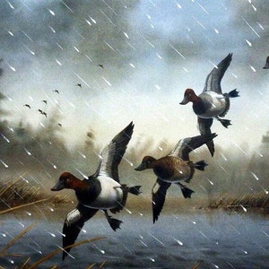 Les Kouba Redheads Battle Snow Signed and Numbered  19.5 x 13