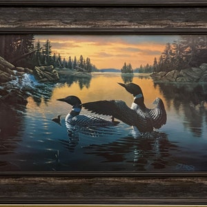 Derk Hansen Dawns Early Flight Loon Lake Art Print-Framed 27 x 19