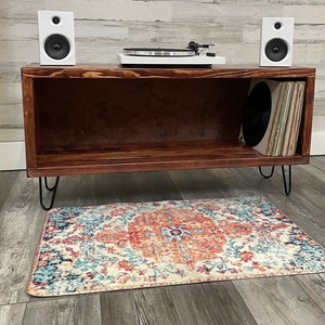 Record Player Stand with Vinyl Storage The Classic Rec 60-300 Album Capacity image 3
