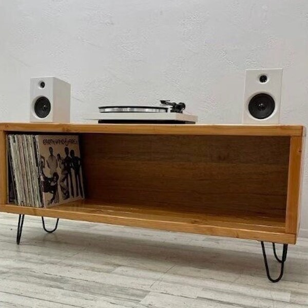 Record Player Stand with Vinyl Storage "The Classic Rec" 60-300 Album Capacity