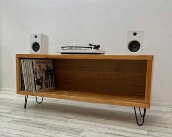 Record Player Stand with Vinyl Storage "The Classic Rec" 60-300 Album Capacity