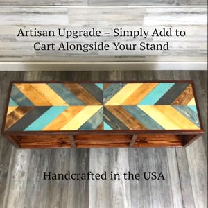 Blues Colliding Chevron Top for Vinyl Record Stand TV Stand, Living Room Decor and Furniture Upgrade Gift for Husband Birthday