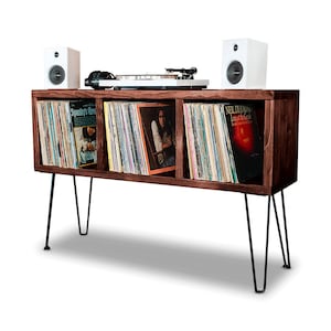 Vinyl Record Storage, Record Player Stand Honey