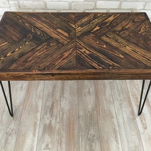 Starburst Pattern Coffee Table Made From Real Wood Choose Size and Color Handmade in Usa Customizable Living Room Furniture