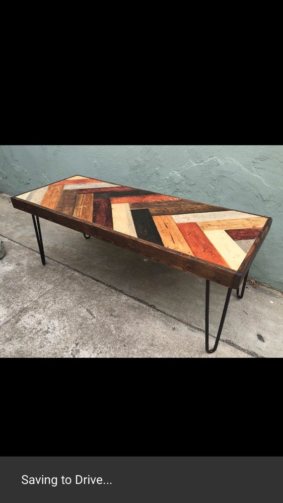 Colorfull Chevron Coffee Table W Dark Walnut Border