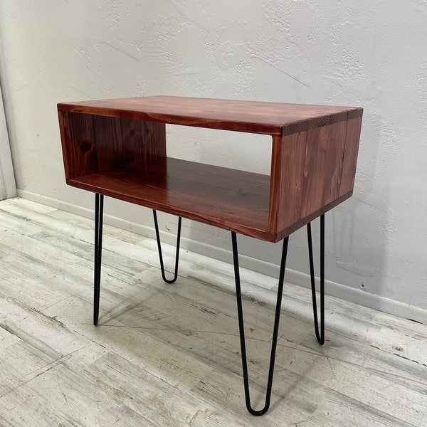 End Table for Couch or Night Stand Bed Side Alarm and Magazine Holder Made With Real Wood Choose Color Handmade In Usa