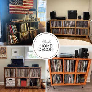 Vinyl Record Holder LP Cabinet: Solid Wood Turntable Stand Handmade image 2