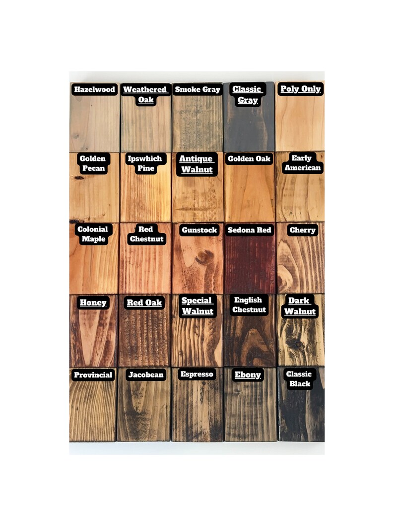 Color chart for 26 different color options to choose from