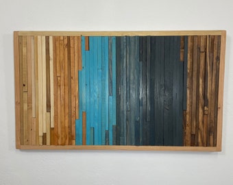 Reclaimed Wood Wall Art: Ocean Blues, Handmade in USA